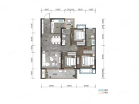 4室2廳2陽臺 萬達中央公園一期戶型圖