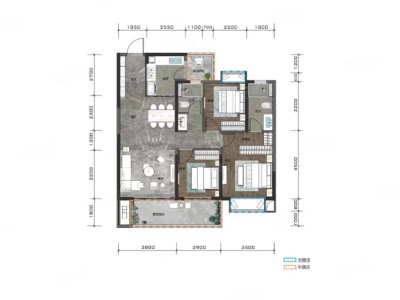 4室2廳2陽臺 萬達中央公園一期戶型圖