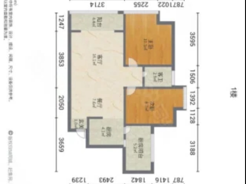 2室2廳1陽臺 鑫金花園戶型圖