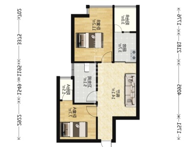 2室1廳2陽臺 禧瑞都