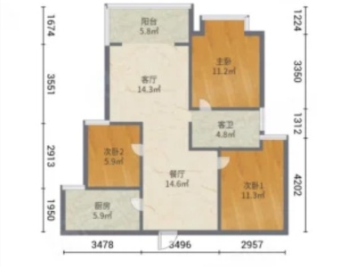 3室2廳1陽臺 融創(chuàng)春風(fēng)十里A10地塊