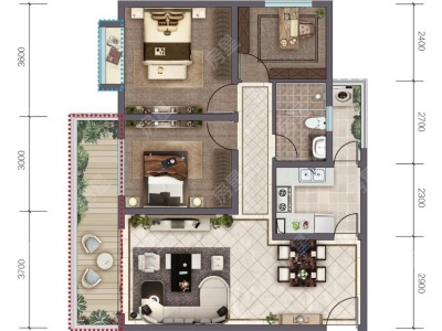 3室2廳1陽臺 中梁首府