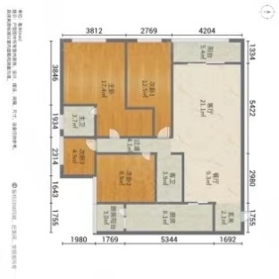 4室2廳2陽(yáng)臺(tái) 俊發(fā)城金盞苑戶型圖