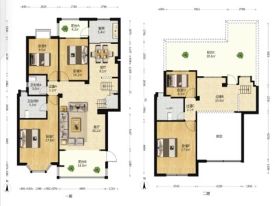 5室2廳3陽臺(tái) 五大洲別樣院景
