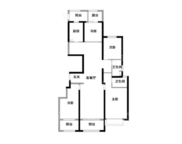 4室2廳3陽臺 俊發(fā)城芙蓉苑戶型圖