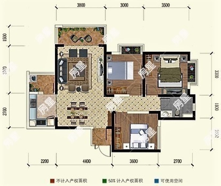 3室2廳2陽臺 新希望觀瀾匯戶型圖