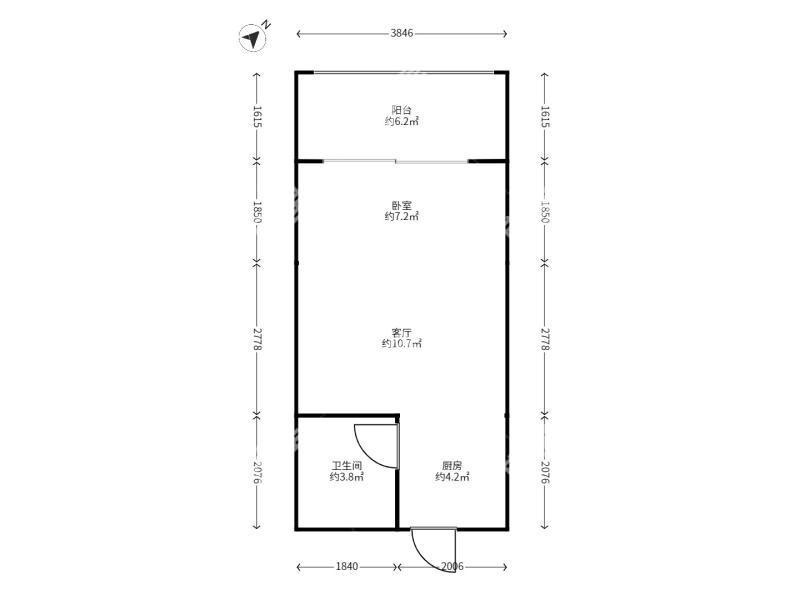 1室1廳1陽(yáng)臺(tái) 同德昆明廣場(chǎng)上北區(qū)戶型圖