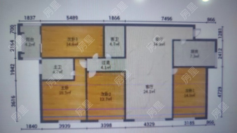 4室2廳2陽臺 同德昆明廣場B區(qū)戶型圖