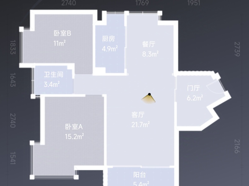 2室2廳1陽(yáng)臺(tái) 廣福郡戶型圖