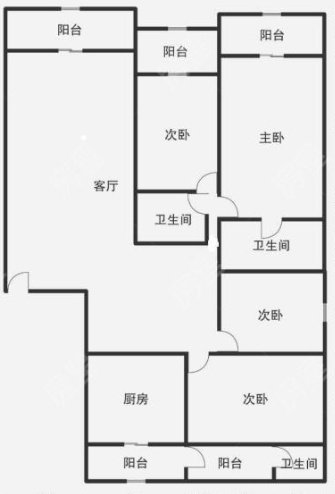 5室2廳3陽臺 金尚俊園二期戶型圖