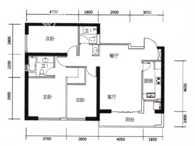 3室2廳2陽(yáng)臺(tái) 七彩俊園