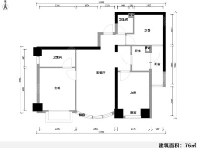 3室2廳1陽(yáng)臺(tái) 天驕北麓北區(qū)