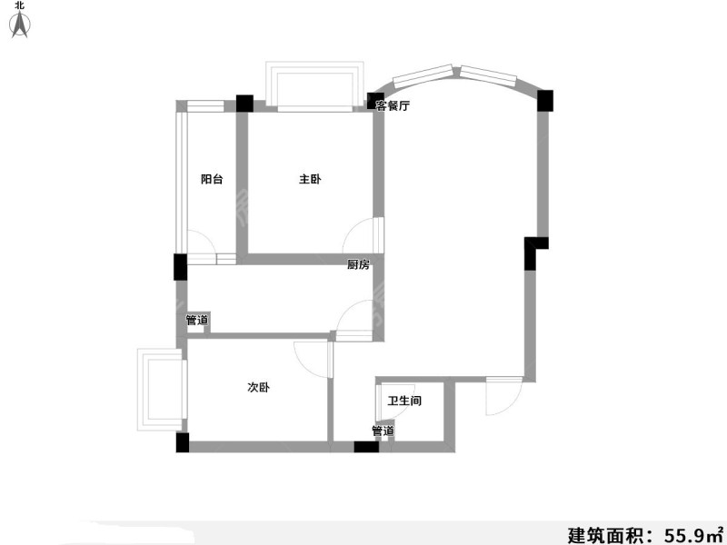 2室2廳1陽臺 云嶺天驕戶型圖