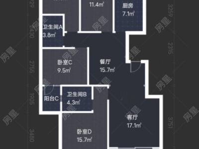 3室2廳 萬科銀海泊岸瀾庭