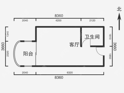 1室1廳1陽(yáng)臺(tái) 江東花城