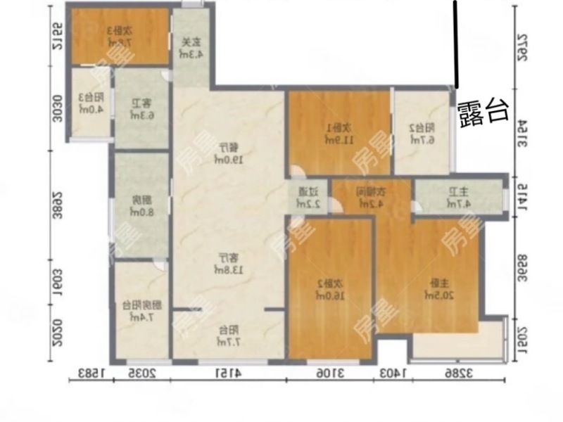 3室2廳2陽臺 濱江俊園后灣組團(tuán)戶型圖