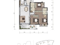 3室2廳1陽臺(tái) 招商雍和府一期戶型圖
