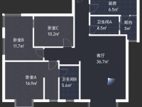 3室2廳2陽臺 花香四季戶型圖