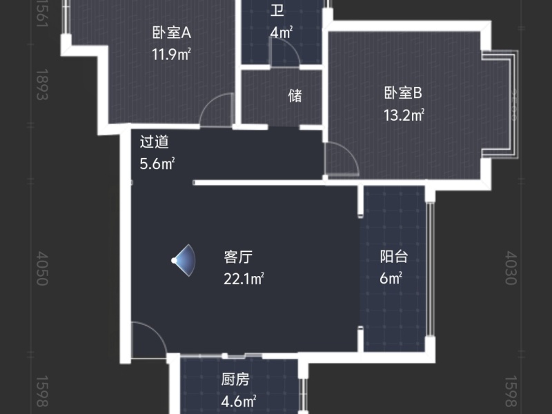2室2廳2陽臺 奧宸橙郡一期戶型圖