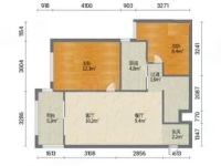 2室2廳1陽臺 萬科金域國際戶型圖