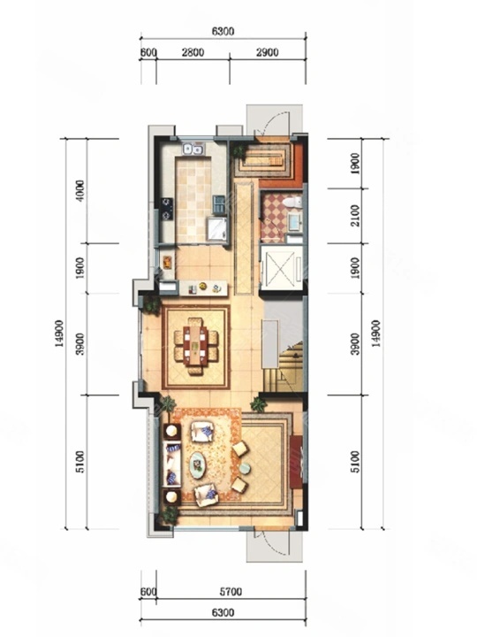 4室2廳3陽臺 昆明恒大云璽別墅戶型圖