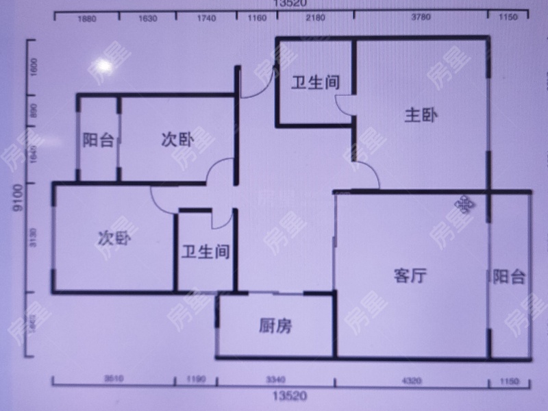3室2廳2陽臺 晴朗云安戶型圖