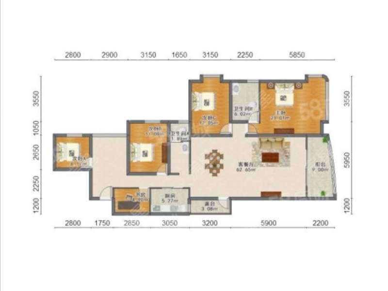 4室2廳2陽臺(tái) 和諧世紀(jì)戶型圖