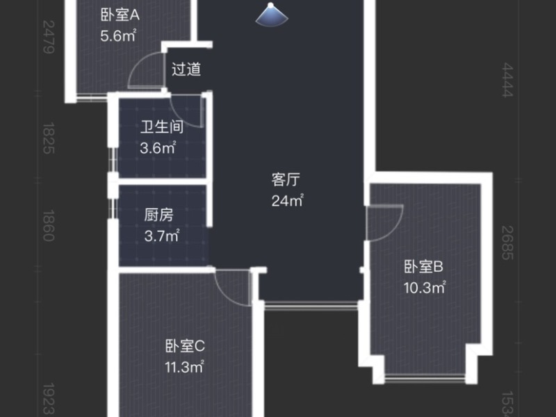 3室2廳1陽臺 候谷花園戶型圖