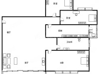 3室2廳2陽(yáng)臺(tái) 盛高大城二期戶型圖