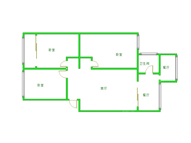 3室2廳2陽臺 紅塔花園戶型圖