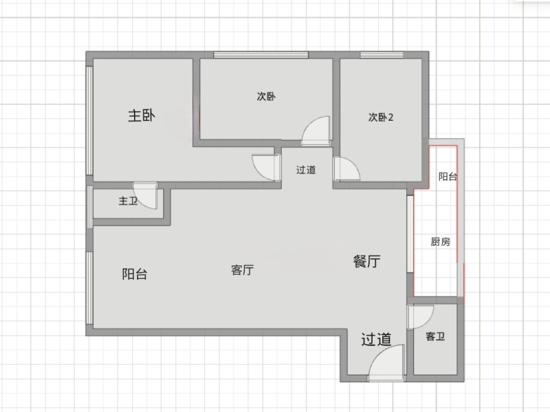 3室2廳2陽臺 海畔灣云駿苑戶型圖