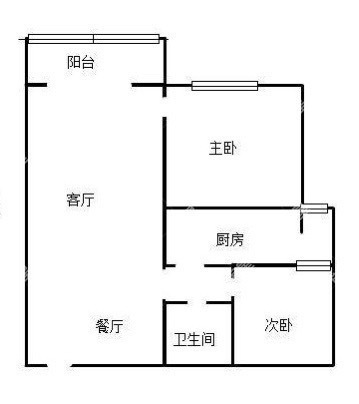 2室2廳1陽(yáng)臺(tái) 融城優(yōu)郡戶型圖