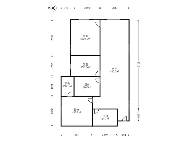 3室2廳1陽臺 俊發(fā)逸天峰戶型圖