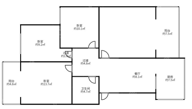 3室2廳1陽(yáng)臺(tái) 康宏小區(qū)戶型圖