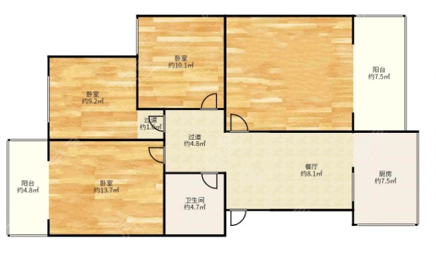 3室2廳1陽(yáng)臺(tái) 康宏小區(qū)戶型圖