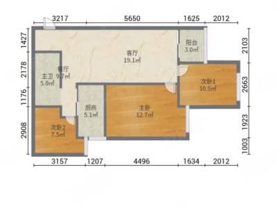 3室2廳2陽臺 俊發(fā)城薔薇苑
