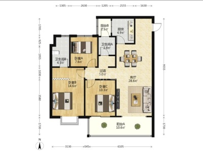 3室2廳2陽臺 保利城一期