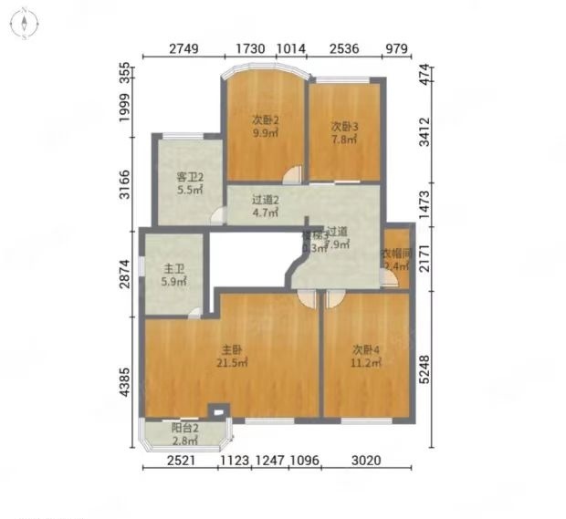 5室2廳3陽臺 金星小區(qū)戶型圖