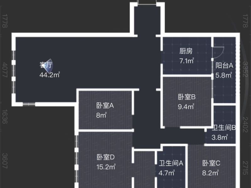 4室2廳2陽(yáng)臺(tái) 公園1903圣維望戶型圖