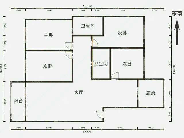4室2廳1陽臺 白馬小區(qū)戶型圖