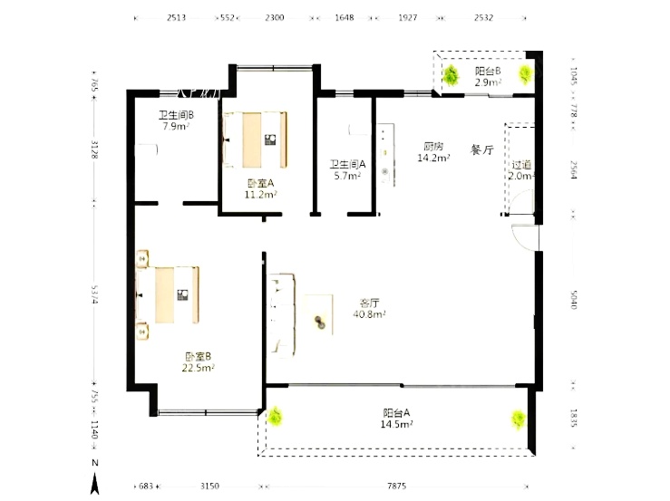 4室2廳2陽臺 中鐵諾德山海春風A12地塊戶型圖