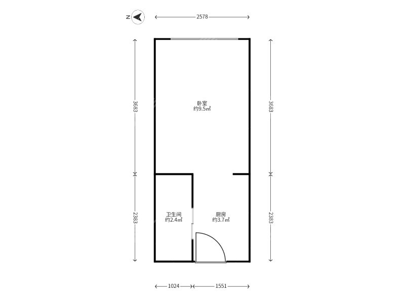 1室1厅1阳台 中海云著公寓户型图