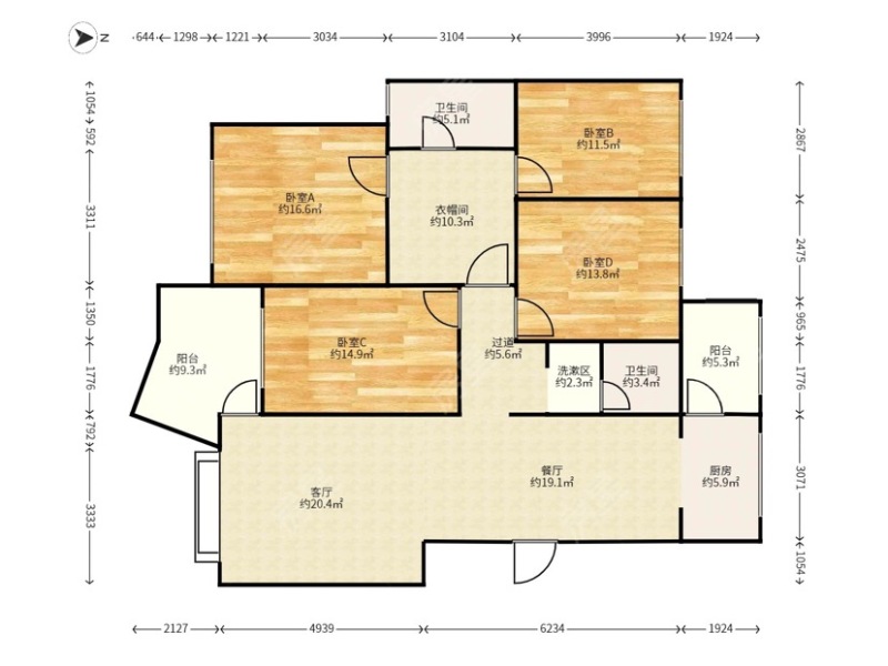 4室2廳2陽(yáng)臺(tái) 銀河星辰花園戶型圖