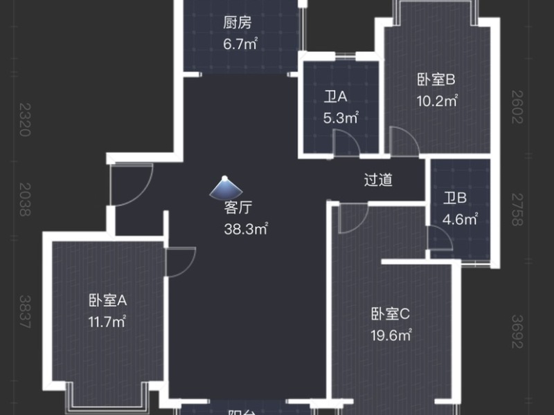 3室2廳1陽臺 世紀(jì)城嵐春苑戶型圖