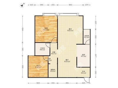 2室2廳1陽臺 金江小區(qū)曦苑戶型圖