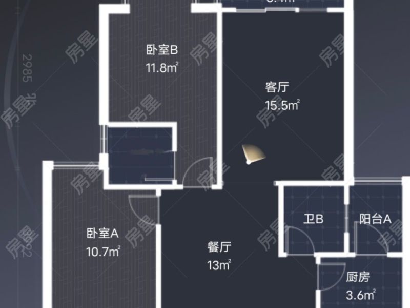 2室2廳2陽臺 醫(yī)大廣場戶型圖