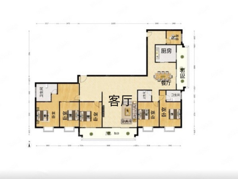 6室2廳 俊發(fā)盛唐城星河郡（一期）戶型圖