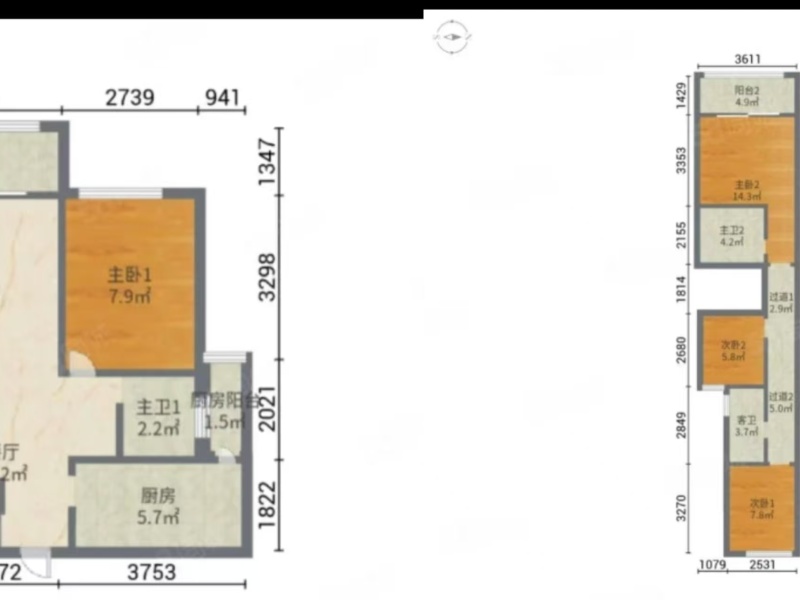 4室2廳4陽臺 藍光水岸公園戶型圖