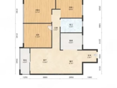3室2廳1陽臺 昆明融創(chuàng)文旅城歸海花園北區(qū)