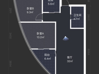 2室2廳1陽臺 凱旋花園